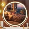 imageHasipu Vanity Mirror with Lights 236quot LED Large Makeup Mirror Lighted Makeup Mirror with Lights Smart Touch Control 3 Colors Dimmable Round Mirror 360Rotation WhiteWhite