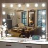 imageHasipu Vanity Mirror with Lights 32quot x 24quot Makeup Mirror Light up Mirror with 14 Dimmable LED Lights and 10X Magnification 3 Colors Modes Touch Control USB Charging Port White RoundWhite