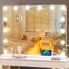 imageHasipu Vanity Mirror with Lights 32quot x 24quot Makeup Mirror Light up Mirror with 14 Dimmable LED Lights and 10X Magnification 3 Colors Modes Touch Control USB Charging Port White RoundRound White