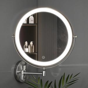 imageHasipu 10Inch Wall Mounted Makeup Mirror with Magnification Rechargeable 3000 mAh Vanity Mirror with Lights Bathroom Mirror with Dimmable Brightness 3 Lighting Modes Extendable Arm ChromeNickel