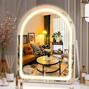 imageHasipu Vanity Mirror with Lights 11quot 14quot Arched LED Makeup Mirror Lighted Makeup Mirror with Lights Smart Touch Control Dimmable 3 Modes Light 360Rotation White11L x 14W