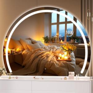 imageHasipu Vanity Mirror with Lights 40quot x 30quot LED Makeup Mirror Lighted Makeup Mirror with Lights Smart Touch Control 3 Colors Dimmable Mirror White