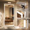 imageHasipu Home Gym Mirror 360 Swivel on Wheels 67quot x 40quot Extra Large Full Body Rolling and Tempered Glass Easy to Move Full Length Mirror for Yoga Studio Bedroom Dancing Studio WhiteWhite Led