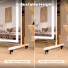 imageHasipu Home Gym Mirror 360 Swivel on Wheels 67quot x 40quot Extra Large Full Body Rolling and Tempered Glass Easy to Move Full Length Mirror for Yoga Studio Bedroom Dancing Studio WhiteWhite Led