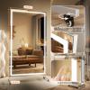 imageHasipu Home Gym Mirror 360 Swivel on Wheels 67quot x 40quot Extra Large Full Body Rolling and Tempered Glass Easy to Move Full Length Mirror for Yoga Studio Bedroom Dancing Studio WhiteWhite Led