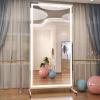 imageHasipu Home Gym Mirror 360 Swivel on Wheels 67quot x 40quot Extra Large Full Body Rolling and Tempered Glass Easy to Move Full Length Mirror for Yoga Studio Bedroom Dancing Studio WhiteWhite Led