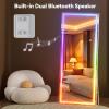 imageHasipu 56quotx16quot LED RGB Bluetooth Full Length Mirror with Lights Full Body Mirror with Stand Wall Mount ampamp Free Standing Floor Mirror for Bedroom Living Room Cloakroom 7 Color ampamp Brightness Adjustable83x35