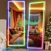 imageHasipu 56quotx16quot LED RGB Bluetooth Full Length Mirror with Lights Full Body Mirror with Stand Wall Mount ampamp Free Standing Floor Mirror for Bedroom Living Room Cloakroom 7 Color ampamp Brightness Adjustable75x28