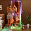 imageHasipu 56quotx16quot LED RGB Bluetooth Full Length Mirror with Lights Full Body Mirror with Stand Wall Mount ampamp Free Standing Floor Mirror for Bedroom Living Room Cloakroom 7 Color ampamp Brightness Adjustable75x28