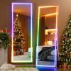 imageHasipu 56quotx16quot LED RGB Bluetooth Full Length Mirror with Lights Full Body Mirror with Stand Wall Mount ampamp Free Standing Floor Mirror for Bedroom Living Room Cloakroom 7 Color ampamp Brightness Adjustable56x157
