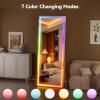 imageHasipu 56quotx16quot LED RGB Bluetooth Full Length Mirror with Lights Full Body Mirror with Stand Wall Mount ampamp Free Standing Floor Mirror for Bedroom Living Room Cloakroom 7 Color ampamp Brightness Adjustable81x33
