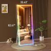 imageHasipu 56quotx16quot LED RGB Bluetooth Full Length Mirror with Lights Full Body Mirror with Stand Wall Mount ampamp Free Standing Floor Mirror for Bedroom Living Room Cloakroom 7 Color ampamp Brightness Adjustable83x35