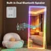 imageHasipu 56quotx16quot LED RGB Bluetooth Full Length Mirror with Lights Full Body Mirror with Stand Wall Mount ampamp Free Standing Floor Mirror for Bedroom Living Room Cloakroom 7 Color ampamp Brightness Adjustable79x35
