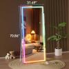 imageHasipu 56quotx16quot LED RGB Bluetooth Full Length Mirror with Lights Full Body Mirror with Stand Wall Mount ampamp Free Standing Floor Mirror for Bedroom Living Room Cloakroom 7 Color ampamp Brightness Adjustable71x31