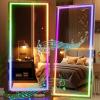 imageHasipu 56quotx16quot LED RGB Bluetooth Full Length Mirror with Lights Full Body Mirror with Stand Wall Mount ampamp Free Standing Floor Mirror for Bedroom Living Room Cloakroom 7 Color ampamp Brightness Adjustable71x31