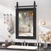 imageHasipu Farmhouse Bathroom Mirror 48quotx32quot Rustic Wood Framed Wall Mounted Mirror Black Vintage Vanity Mirror Barn Door Style Decrative MirrorsBlack