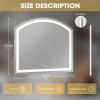 imageHasipu 72 x 36 Arch LED Bathroom Mirror Frontlit WallMounted Vanity Mirror with Lights Defogging Smart Touch Dimmable 3 Color Modes Safety Shatterproof Glass Coating36L x 40W
