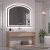 imageHasipu 72 x 36 Arch LED Bathroom Mirror Frontlit WallMounted Vanity Mirror with Lights Defogging Smart Touch Dimmable 3 Color Modes Safety Shatterproof Glass Coating36L x 40W