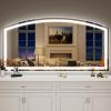 imageHasipu 72 x 36 Arch LED Bathroom Mirror Frontlit WallMounted Vanity Mirror with Lights Defogging Smart Touch Dimmable 3 Color Modes Safety Shatterproof Glass Coating36L x 72W