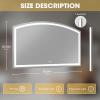 imageHasipu 72 x 36 Arch LED Bathroom Mirror Frontlit WallMounted Vanity Mirror with Lights Defogging Smart Touch Dimmable 3 Color Modes Safety Shatterproof Glass Coating36L x 60W