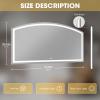 imageHasipu 72 x 36 Arch LED Bathroom Mirror Frontlit WallMounted Vanity Mirror with Lights Defogging Smart Touch Dimmable 3 Color Modes Safety Shatterproof Glass Coating36L x 72W