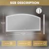 imageHasipu 72 x 36 Arch LED Bathroom Mirror Frontlit WallMounted Vanity Mirror with Lights Defogging Smart Touch Dimmable 3 Color Modes Safety Shatterproof Glass Coating36L x 77W