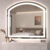 imageHasipu 72 x 36 Arch LED Bathroom Mirror Frontlit WallMounted Vanity Mirror with Lights Defogging Smart Touch Dimmable 3 Color Modes Safety Shatterproof Glass Coating36L x 40W