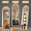imageHasipu Arched Full Length Mirror with Lights 71 X 28 Lighted Full Body Mirror with Stand Dimming 3 Colors amp Brightness Adjustable Bedroom Cloakroom Living Room White Modern Arch Metal FrameWhite