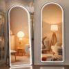 imageHasipu Arched Full Length Mirror with Lights 71 X 28 Lighted Full Body Mirror with Stand Dimming 3 Colors amp Brightness Adjustable Bedroom Cloakroom Living Room White Modern Arch Metal FrameBlack