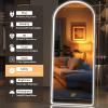 imageHasipu Arched Full Length Mirror with Lights 71 X 28 Lighted Full Body Mirror with Stand Dimming 3 Colors amp Brightness Adjustable Bedroom Cloakroom Living Room White Modern Arch Metal FrameBlack