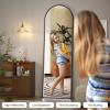 imageHasipu Arched Full Length Mirror with Lights 71 X 28 Lighted Full Body Mirror with Stand Dimming 3 Colors amp Brightness Adjustable Bedroom Cloakroom Living Room White Modern Arch Metal FrameBlack