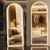 imageHasipu Arched Full Length Mirror with Lights 71 X 28 Lighted Full Body Mirror with Stand Dimming 3 Colors amp Brightness Adjustable Bedroom Cloakroom Living Room White Modern Arch Metal FrameWhite