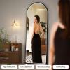 imageHasipu Arched Full Length Mirror with Lights 71 X 28 Lighted Full Body Mirror with Stand Dimming 3 Colors amp Brightness Adjustable Bedroom Cloakroom Living Room White Modern Arch Metal FrameBlack