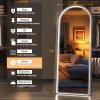 imageHasipu Arched Full Length Mirror with Lights 71 X 28 Lighted Full Body Mirror with Stand Dimming 3 Colors amp Brightness Adjustable Bedroom Cloakroom Living Room White Modern Arch Metal FrameBlack