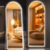 imageHasipu Arched Full Length Mirror with Lights 71 X 28 Lighted Full Body Mirror with Stand Dimming 3 Colors amp Brightness Adjustable Bedroom Cloakroom Living Room White Modern Arch Metal FrameWhite