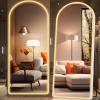 imageHasipu Arched Full Length Mirror with Lights 71 X 28 Lighted Full Body Mirror with Stand Dimming 3 Colors amp Brightness Adjustable Bedroom Cloakroom Living Room White Modern Arch Metal FrameWhite