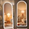 imageHasipu Arched Full Length Mirror with Lights 71 X 28 Lighted Full Body Mirror with Stand Dimming 3 Colors amp Brightness Adjustable Bedroom Cloakroom Living Room White Modern Arch Metal FrameWhite