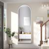 imageHasipu Arched Full Length Mirror with Lights 71 X 28 Lighted Full Body Mirror with Stand Dimming 3 Colors amp Brightness Adjustable Bedroom Cloakroom Living Room White Modern Arch Metal FrameWhite