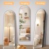 imageHasipu Arched Full Length Mirror with Lights 71 X 28 Lighted Full Body Mirror with Stand Dimming 3 Colors amp Brightness Adjustable Bedroom Cloakroom Living Room White Modern Arch Metal FrameBlack