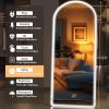 imageHasipu Arched Full Length Mirror with Lights 71 X 28 Lighted Full Body Mirror with Stand Dimming 3 Colors amp Brightness Adjustable Bedroom Cloakroom Living Room White Modern Arch Metal FrameWhite