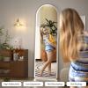 imageHasipu Arched Full Length Mirror with Lights 71 X 28 Lighted Full Body Mirror with Stand Dimming 3 Colors amp Brightness Adjustable Bedroom Cloakroom Living Room White Modern Arch Metal FrameWhite