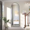 imageHasipu Arched Full Length Mirror with Lights 71 X 28 Lighted Full Body Mirror with Stand Dimming 3 Colors amp Brightness Adjustable Bedroom Cloakroom Living Room White Modern Arch Metal FrameBlack