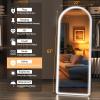 imageHasipu Arched Full Length Mirror with Lights 71 X 28 Lighted Full Body Mirror with Stand Dimming 3 Colors amp Brightness Adjustable Bedroom Cloakroom Living Room White Modern Arch Metal FrameWhite