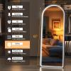 imageHasipu Arched Full Length Mirror with Lights 71 X 28 Lighted Full Body Mirror with Stand Dimming 3 Colors amp Brightness Adjustable Bedroom Cloakroom Living Room White Modern Arch Metal FrameBlack