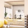 imageHasipu Home Gym Mirror 55 L x 21 W  2PCS Large Full Body Mirror for Yoga WallMounted Mirrors for Fitness Garage Dance Studio 016in Tempered Glass FramelessLight Walnut