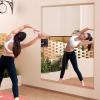 imageHasipu Home Gym Mirror 55 L x 21 W  2PCS Large Full Body Mirror for Yoga WallMounted Mirrors for Fitness Garage Dance Studio 016in Tempered Glass FramelessLight Walnut