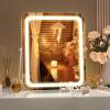 imageHasipu Vanity Mirror with Lights 10 x 12 LED Makeup Mirror 3 Modes Light Smart Touch Control Dimmable 360Rotation Rectangle White Frame10L x 12W