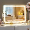 imageHasipu Vanity Mirror with Lights 10 x 12 LED Makeup Mirror 3 Modes Light Smart Touch Control Dimmable 360Rotation Rectangle White Frame14L x 10W
