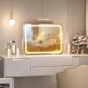 imageHasipu Vanity Mirror with Lights 10 x 12 LED Makeup Mirror 3 Modes Light Smart Touch Control Dimmable 360Rotation Rectangle White Frame16L x 12W