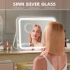 imageHasipu Vanity Mirror with Lights 10 x 12 LED Makeup Mirror 3 Modes Light Smart Touch Control Dimmable 360Rotation Rectangle White Frame18L x 14W